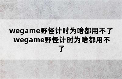 wegame野怪计时为啥都用不了 wegame野怪计时为啥都用不了